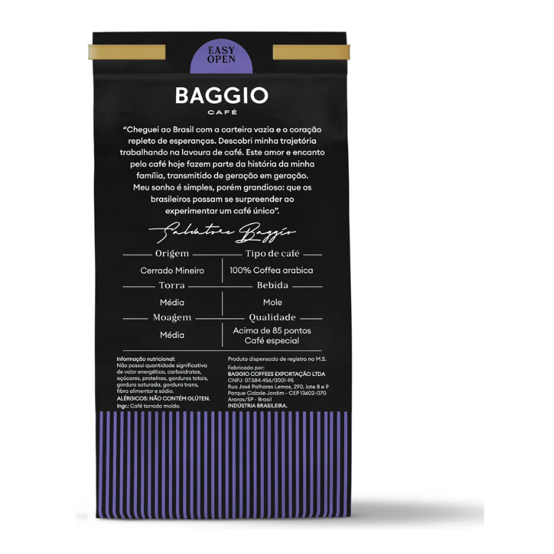 Kit 4 Café Torrado e Moído Gourmet Espresso Baggio 250g Pacote Total 1kg - Imagem 3