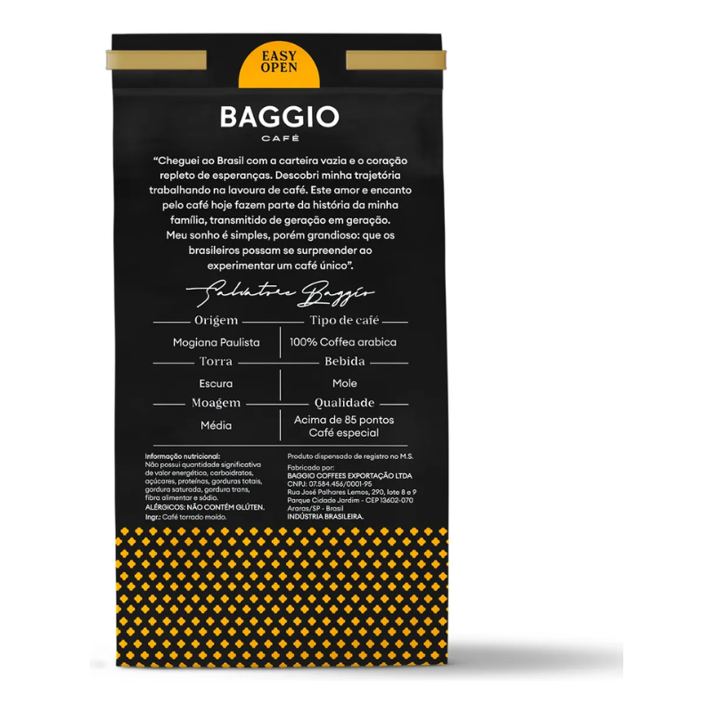 Kit 4 Café Torrado e Moído Baggio Premium Pacote 250g Total 1kg - Imagem 5